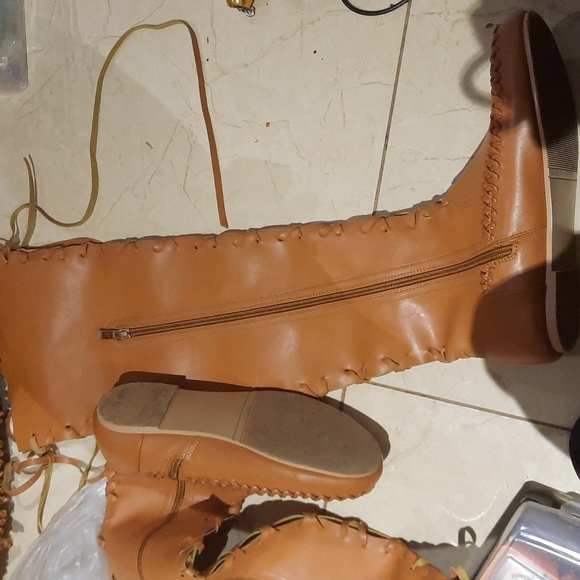 Lk NEW AUTHENTIC GENUINE LEATHER SEXXXY KNEE HIGH MOCCASINS BOOTS SIZE 37 - Picture 2 of 6